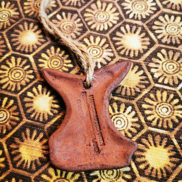 PEI Red Clay Pottery Handcrafted Whale Tail Ornament - Picture 4 of 11